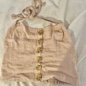 Pastel Pink Button Halter Top Urban Outfitters Small